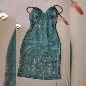 Green and silver sparkly dress